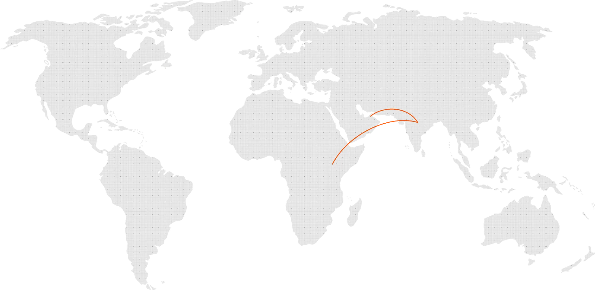 Gloo map - digital marketing clients across the world, from Dubai and the UAE to India, Africa and Europe