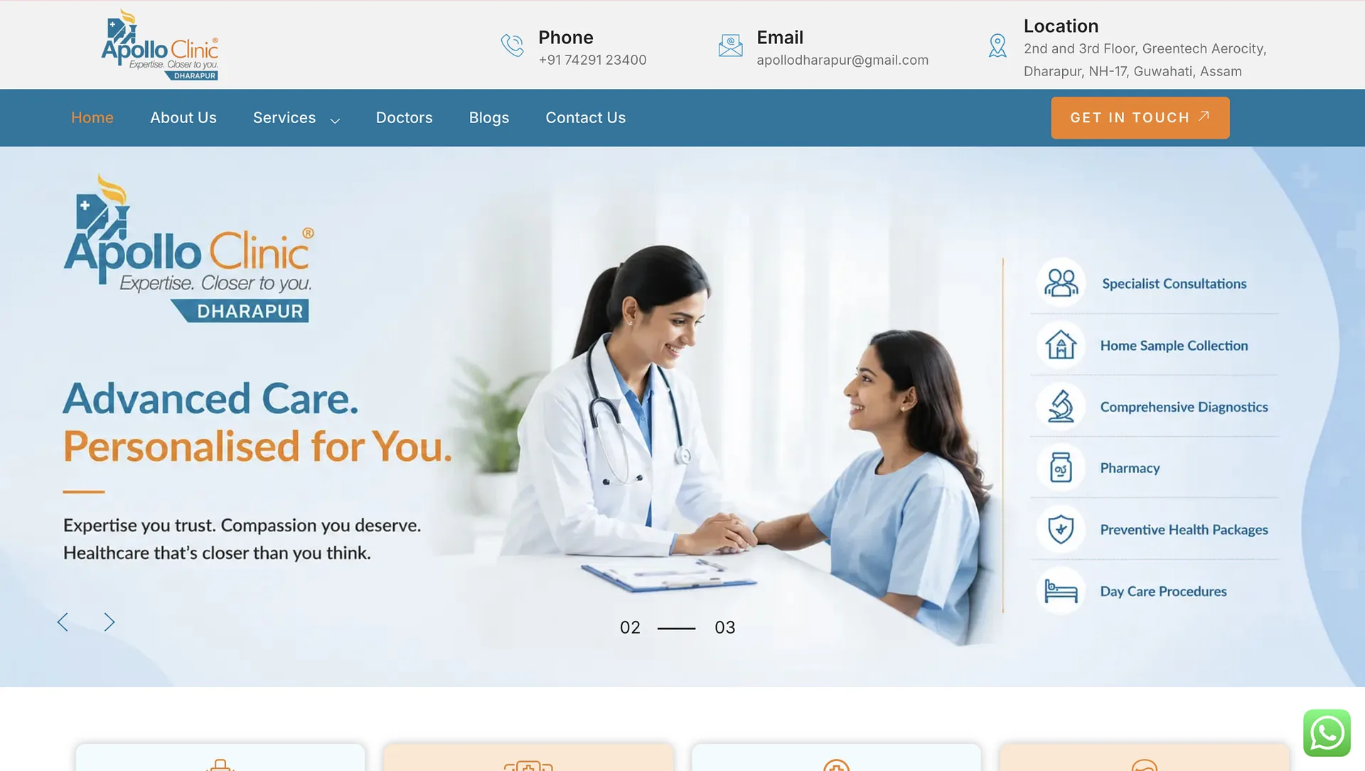 Apollo Clinic Dharapur multi-specialty clinic website