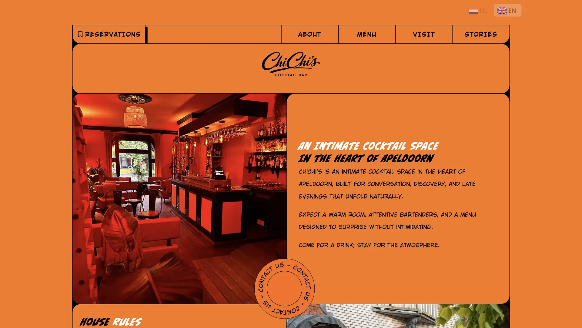 ChiChi’s cocktail bar Apeldoorn website homepage