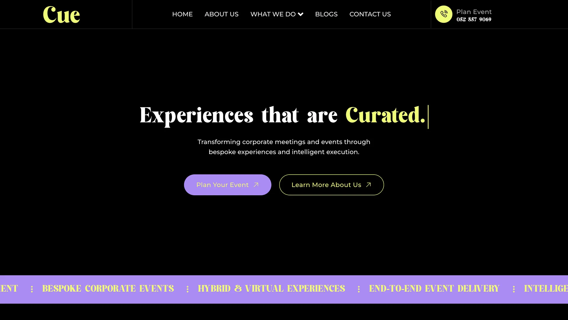CUE Corporate Dubai events website