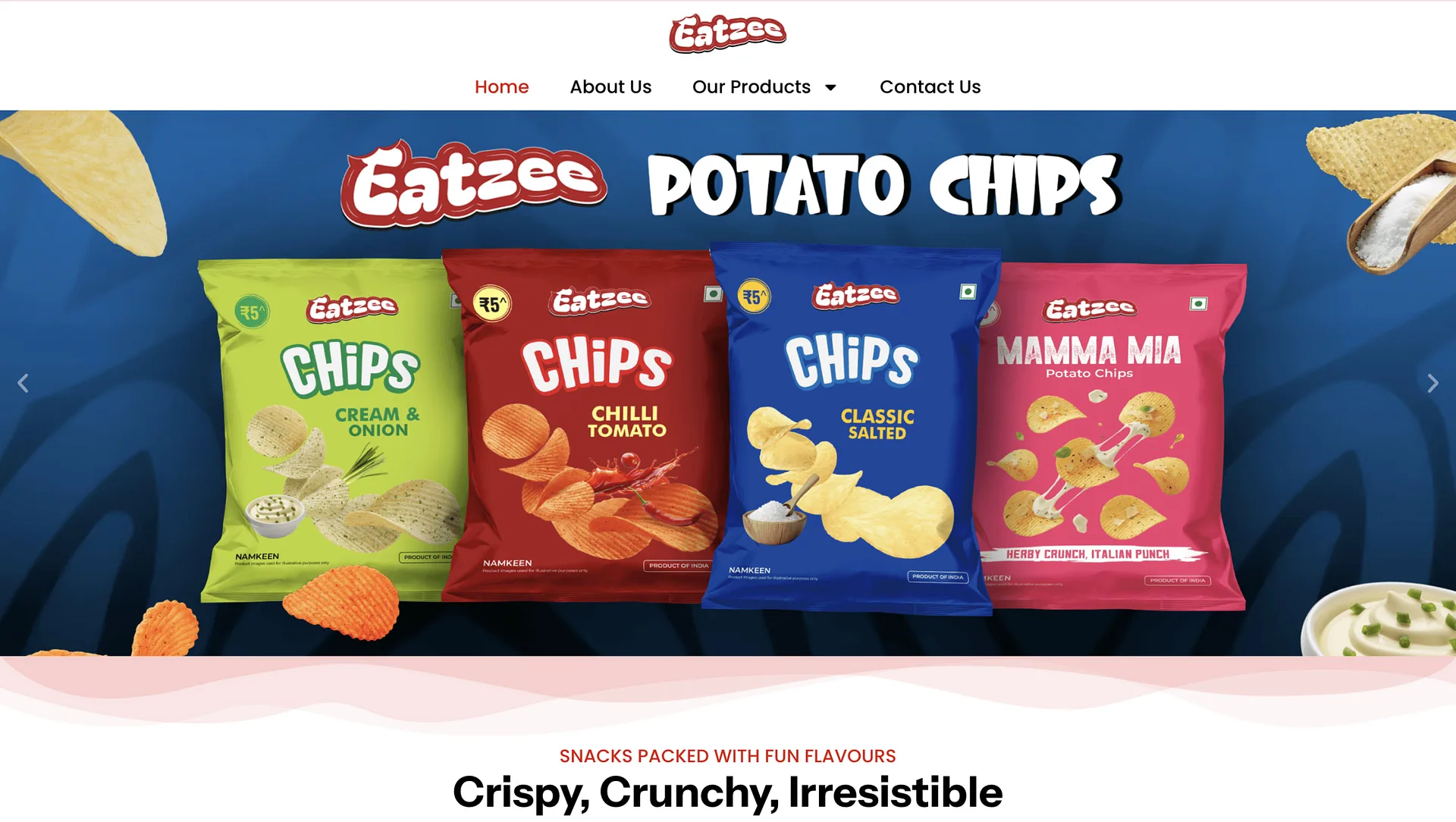 Eatzee snack brand website