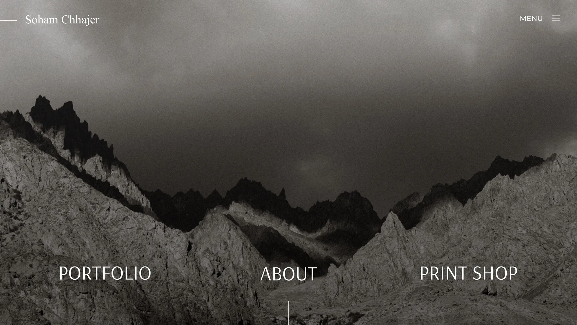 Soham Chhajer black-and-white photography portfolio website